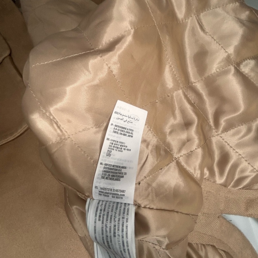 Abercrombie & Fitch Oversized Shacket Beige Button Front Jacket Women’s Cozy S - Picture 6 of 11